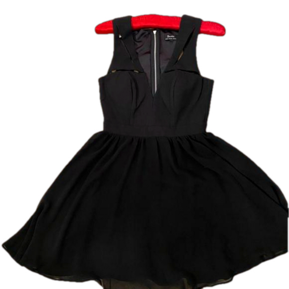 Bardot Black Cutout Zip-Front Skater Mini Dress Size US 4 / XS